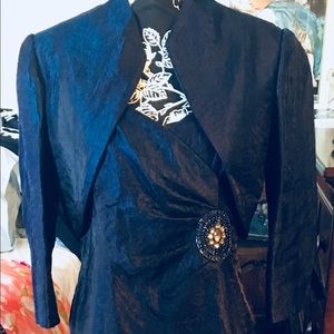 Navy Blue Scalloped Gown w Bolero Jacket
